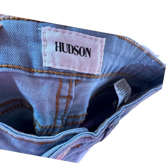 Hudson Kids Light Wash Denim Shorts Ava Stretch Frayed Hem Summer Casual Size 14 - Picture 4 of 5